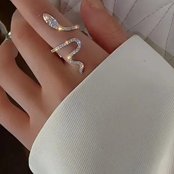 Lab-Grown Diamond 14 Carat Gold Snake Ring - Picture 2 of 5